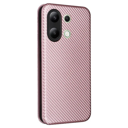 For Xiaomi Redmi Note 13 4G Leather Case Carbon Fiber Texture Phone Cover Magnetic Shock Absorbing