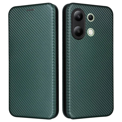 For Xiaomi Redmi Note 13 4G Leather Case Carbon Fiber Texture Phone Cover Magnetic Shock Absorbing