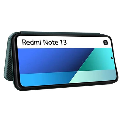 For Xiaomi Redmi Note 13 4G Leather Case Carbon Fiber Texture Phone Cover Magnetic Shock Absorbing