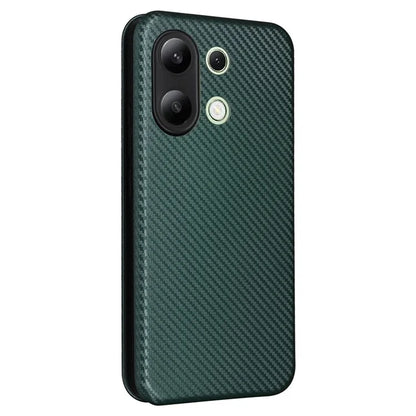 For Xiaomi Redmi Note 13 4G Leather Case Carbon Fiber Texture Phone Cover Magnetic Shock Absorbing
