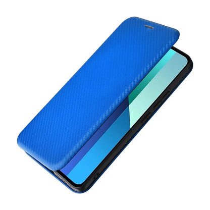 For Xiaomi Redmi Note 13 4G Leather Case Carbon Fiber Texture Phone Cover Magnetic Shock Absorbing