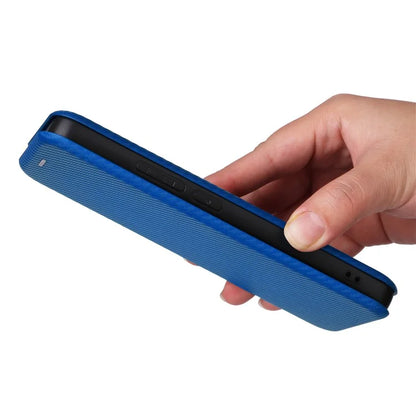 For Xiaomi Redmi Note 13 4G Leather Case Carbon Fiber Texture Phone Cover Magnetic Shock Absorbing