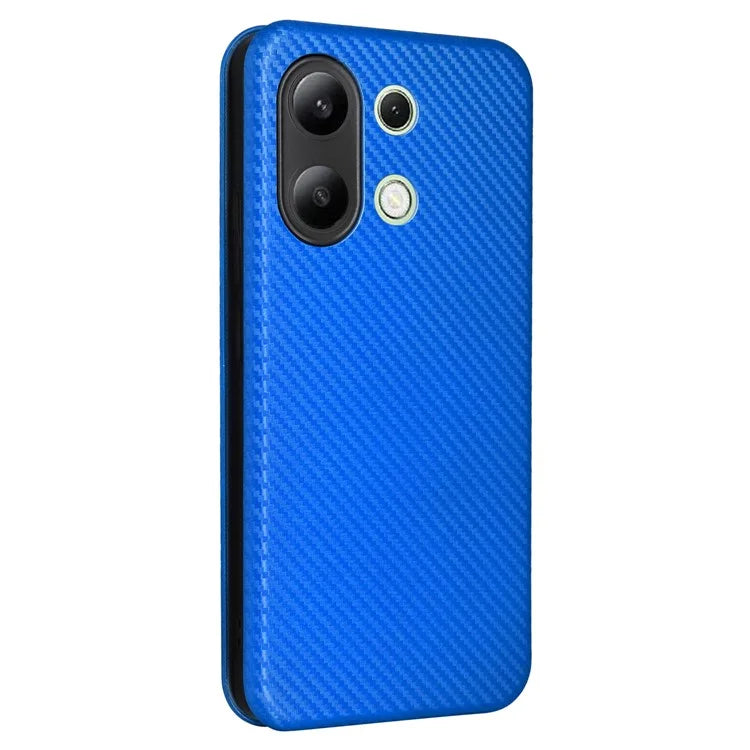 For Xiaomi Redmi Note 13 4G Leather Case Carbon Fiber Texture Phone Cover Magnetic Shock Absorbing