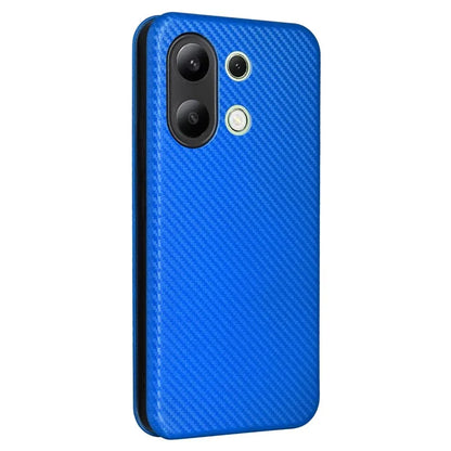 For Xiaomi Redmi Note 13 4G Leather Case Carbon Fiber Texture Phone Cover Magnetic Shock Absorbing