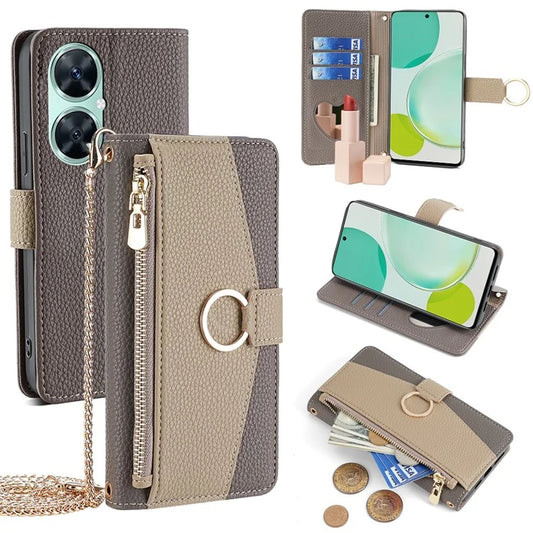 For Huawei Enjoy 60 Pro / nova 11i / Maimang 20 Case Zipper Pocket PU Leather Crossbody Phone Cover
