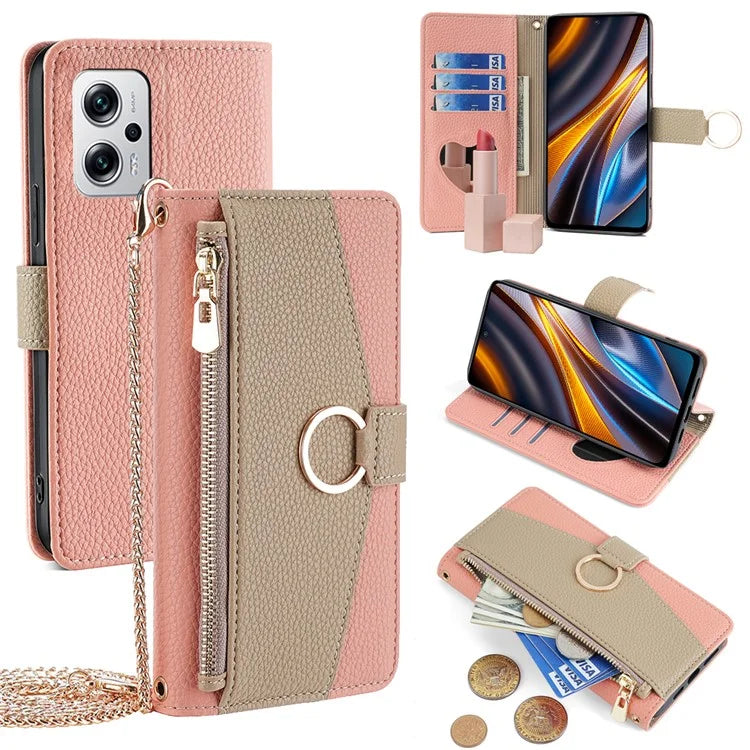 Leather Case for Xiaomi Redmi Note 11T Pro 5G / Note 11T Pro+ 5G / K50i 5G / Note 12T Pro 5G / Poco X4 GT 5G Crossbody Phone Cover
