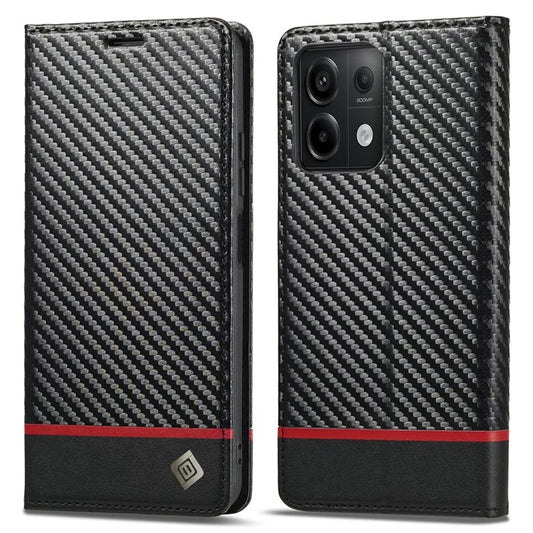 LC.IMEEKE For Xiaomi Redmi Note 13 5G Case Carbon Fiber Texture PU Leather Flip Stand Cover