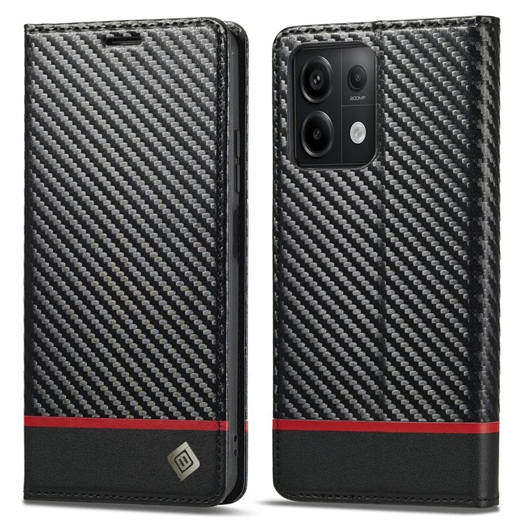 LC.IMEEKE For Xiaomi Redmi Note 13 Pro 5G / Poco X6 5G Leather Case Carbon Fiber Texture Wallet Stand Cover