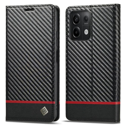 LC.IMEEKE For Xiaomi Redmi Note 13 Pro 5G / Poco X6 5G Leather Case Carbon Fiber Texture Wallet Stand Cover