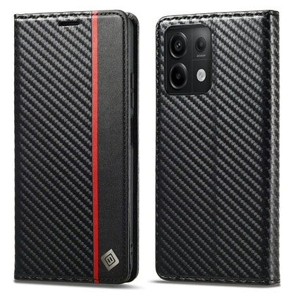 LC.IMEEKE For Xiaomi Redmi Note 13 Pro 5G / Poco X6 5G Leather Case Carbon Fiber Texture Wallet Stand Cover