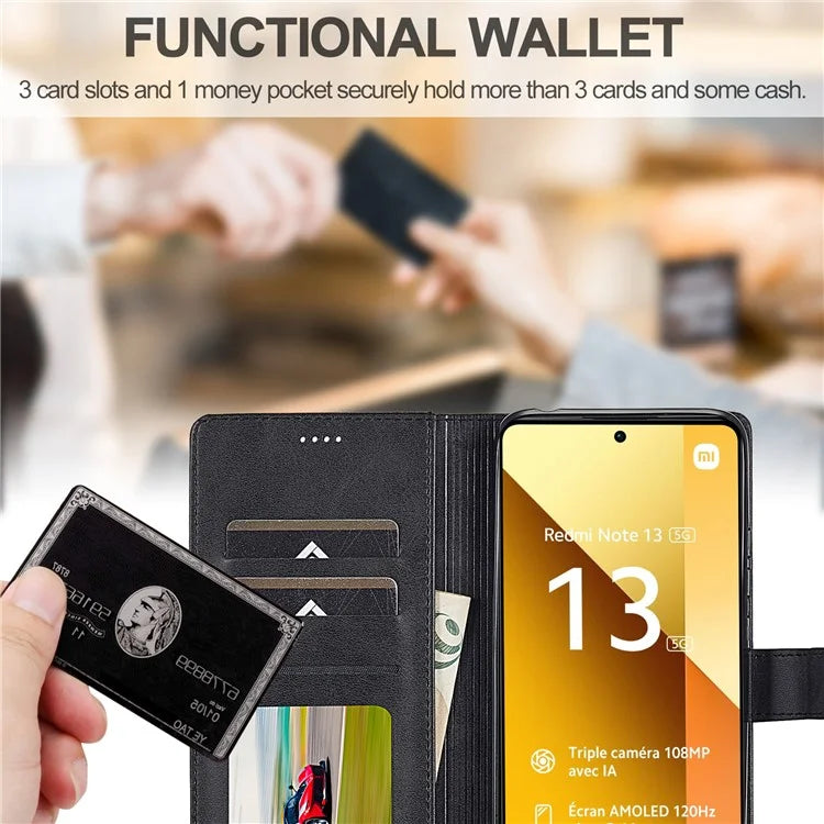 LC.IMEEKE For Xiaomi Redmi Note 13 Pro 5G / Poco X6 5G Case Wallet Stand Calf Texture Leather Phone Cover