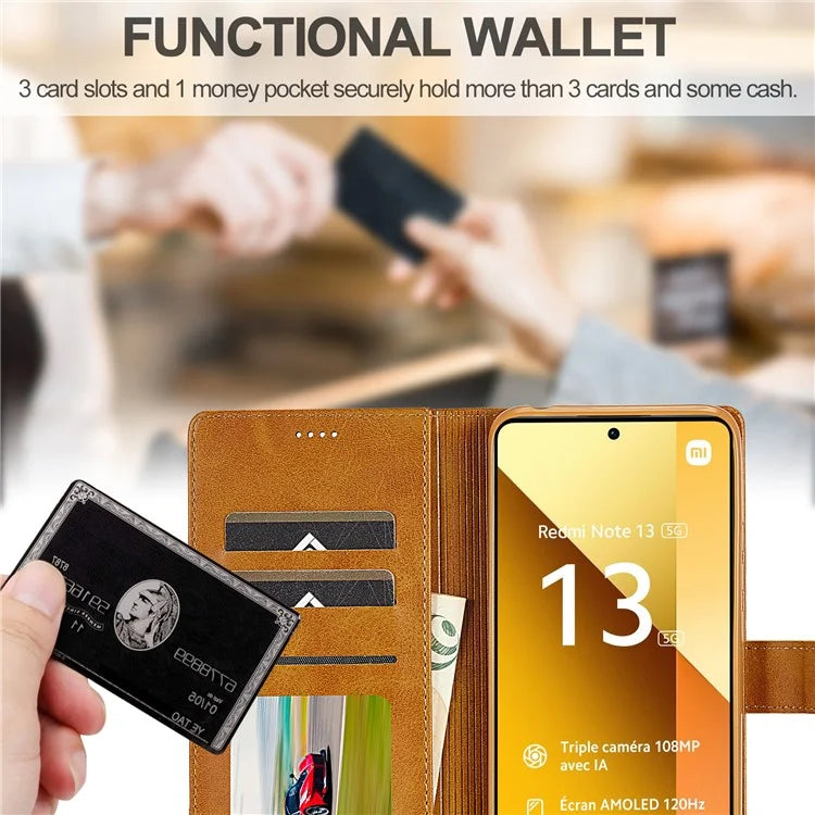 LC.IMEEKE For Xiaomi Redmi Note 13 Pro 5G / Poco X6 5G Case Wallet Stand Calf Texture Leather Phone Cover