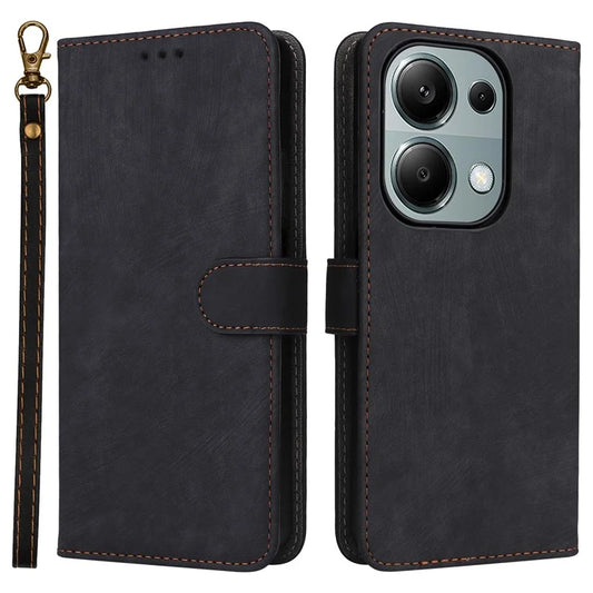 For Xiaomi Redmi Note 13 Pro 4G / Poco M6 Pro 4G Case with Strap RFID Blocking PU Leather Cover Stand