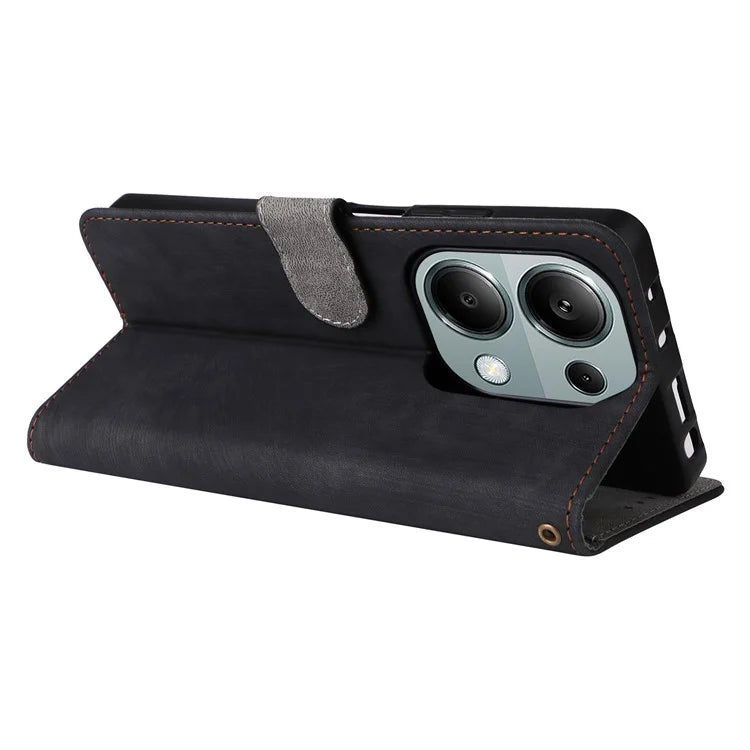 For Xiaomi Redmi Note 13 Pro 4G / Poco M6 Pro 4G Case with Strap RFID Blocking PU Leather Cover Stand