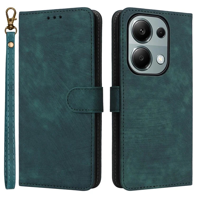 For Xiaomi Redmi Note 13 Pro 4G / Poco M6 Pro 4G Case with Strap RFID Blocking PU Leather Cover Stand