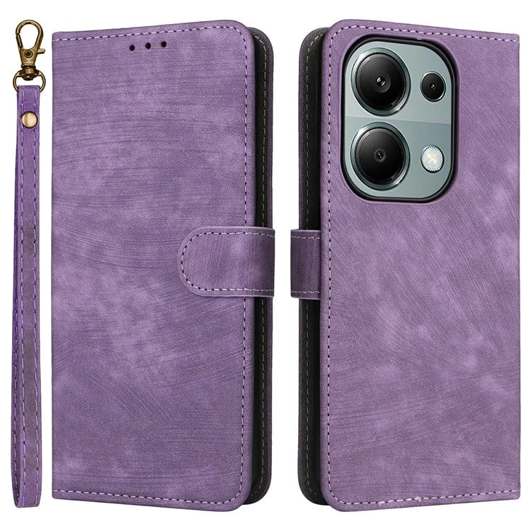 For Xiaomi Redmi Note 13 Pro 4G / Poco M6 Pro 4G Case with Strap RFID Blocking PU Leather Cover Stand