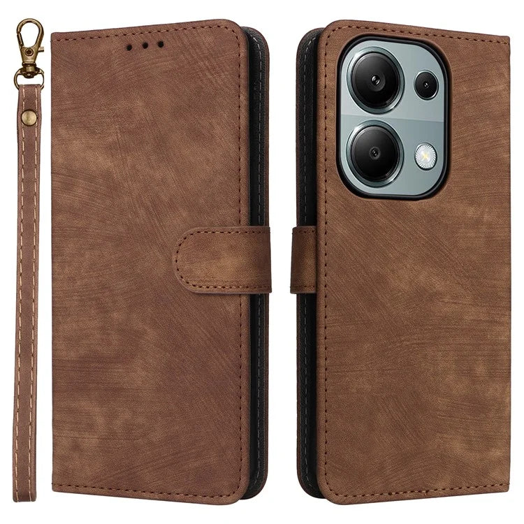 For Xiaomi Redmi Note 13 Pro 4G / Poco M6 Pro 4G Case with Strap RFID Blocking PU Leather Cover Stand