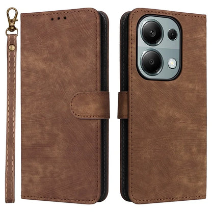 For Xiaomi Redmi Note 13 Pro 4G / Poco M6 Pro 4G Case with Strap RFID Blocking PU Leather Cover Stand
