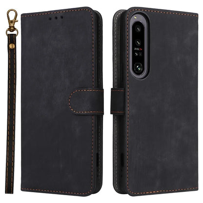 For Sony Xperia 1 IV 5G Wallet Case RFID Blocking PU Leather Cover Stand with Strap