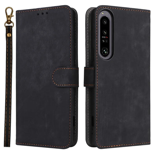 For Sony Xperia 1 IV 5G Wallet Case RFID Blocking PU Leather Cover Stand with Strap