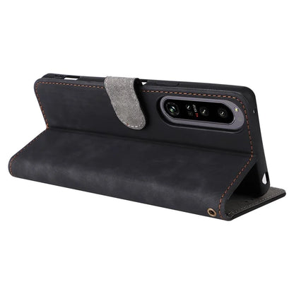 For Sony Xperia 1 IV 5G Wallet Case RFID Blocking PU Leather Cover Stand with Strap