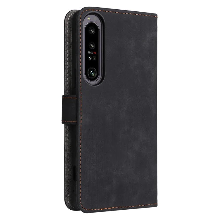 For Sony Xperia 1 IV 5G Wallet Case RFID Blocking PU Leather Cover Stand with Strap