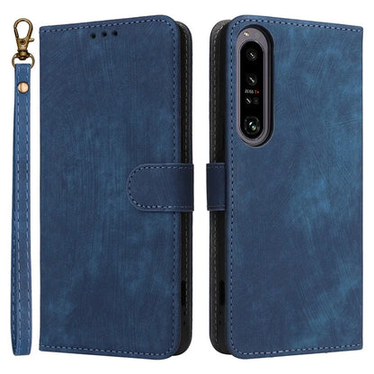 For Sony Xperia 1 IV 5G Wallet Case RFID Blocking PU Leather Cover Stand with Strap