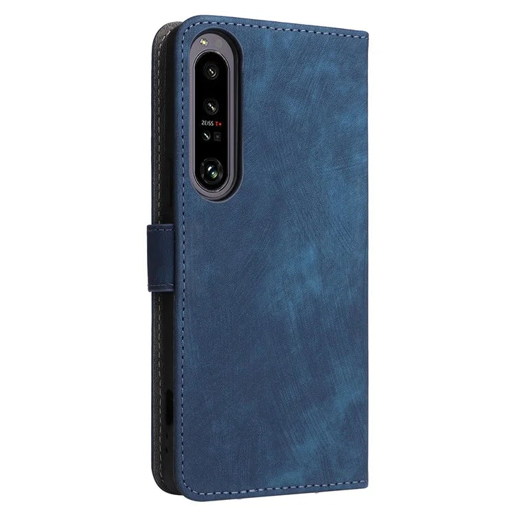 For Sony Xperia 1 IV 5G Wallet Case RFID Blocking PU Leather Cover Stand with Strap