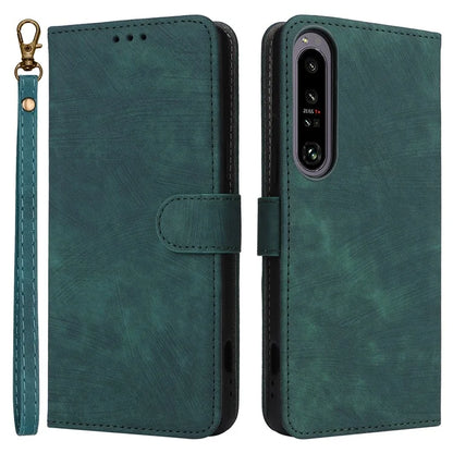 For Sony Xperia 1 IV 5G Wallet Case RFID Blocking PU Leather Cover Stand with Strap