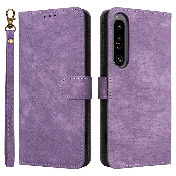 For Sony Xperia 1 IV 5G Wallet Case RFID Blocking PU Leather Cover Stand with Strap
