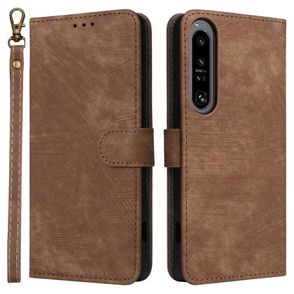 For Sony Xperia 1 IV 5G Wallet Case RFID Blocking PU Leather Cover Stand with Strap