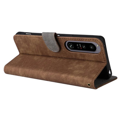 For Sony Xperia 1 IV 5G Wallet Case RFID Blocking PU Leather Cover Stand with Strap