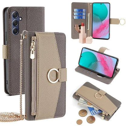 For Samsung Galaxy M54 5G / F54 5G Case PU Leather Shockproof Phone Cover with Crossbody Strap