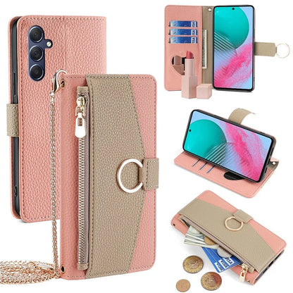 For Samsung Galaxy M54 5G / F54 5G Case PU Leather Shockproof Phone Cover with Crossbody Strap