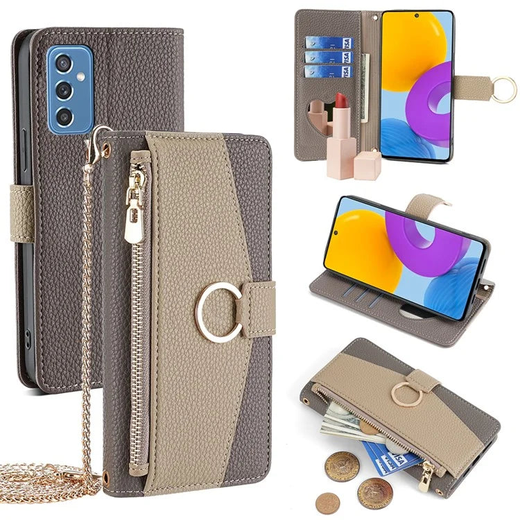 For Samsung Galaxy M52 5G Wallet Case Makeup Mirror Inside Crossbody PU Leather Phone Cover