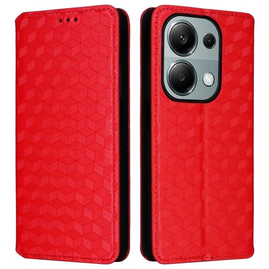 For Xiaomi Redmi Note 13 Pro 4G / Poco M6 Pro 4G Case Rhombus Imprinted Stand View Phone Cover