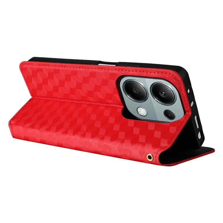 For Xiaomi Redmi Note 13 Pro 4G / Poco M6 Pro 4G Case Rhombus Imprinted Stand View Phone Cover