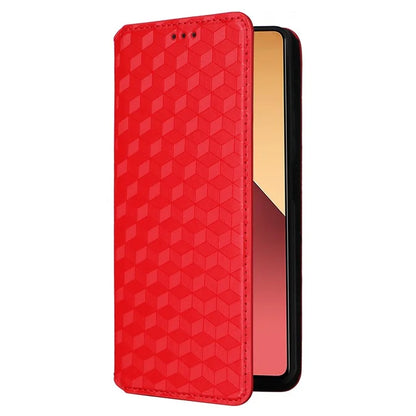 For Xiaomi Redmi Note 13 Pro 4G / Poco M6 Pro 4G Case Rhombus Imprinted Stand View Phone Cover