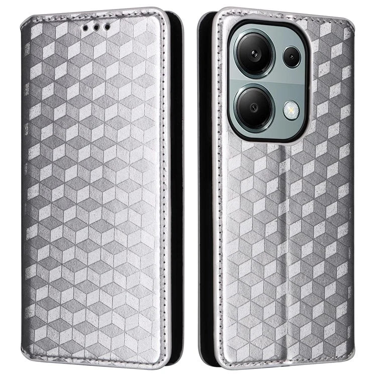 For Xiaomi Redmi Note 13 Pro 4G / Poco M6 Pro 4G Case Rhombus Imprinted Stand View Phone Cover