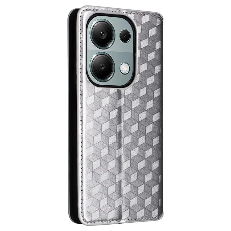 For Xiaomi Redmi Note 13 Pro 4G / Poco M6 Pro 4G Case Rhombus Imprinted Stand View Phone Cover