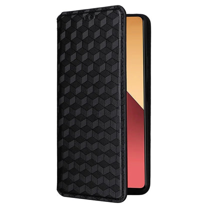 For Xiaomi Redmi Note 13 Pro 4G / Poco M6 Pro 4G Case Rhombus Imprinted Stand View Phone Cover