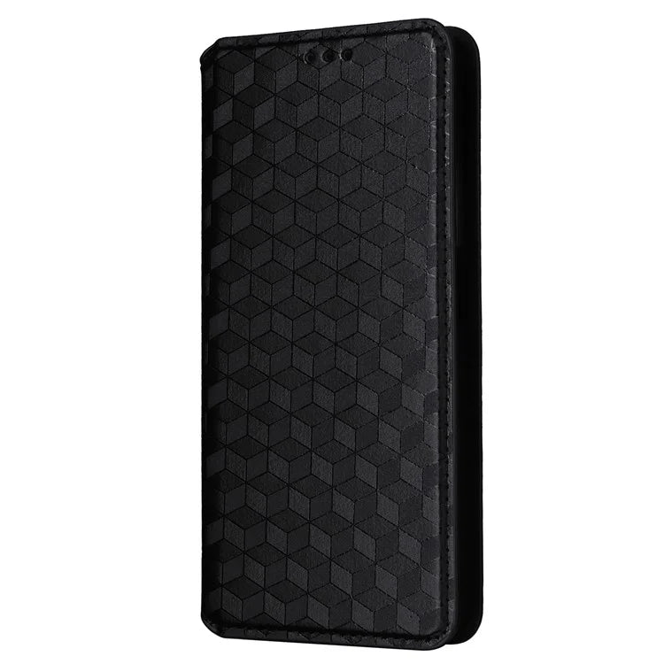 For Xiaomi Redmi Note 13 Pro 4G / Poco M6 Pro 4G Case Rhombus Imprinted Stand View Phone Cover