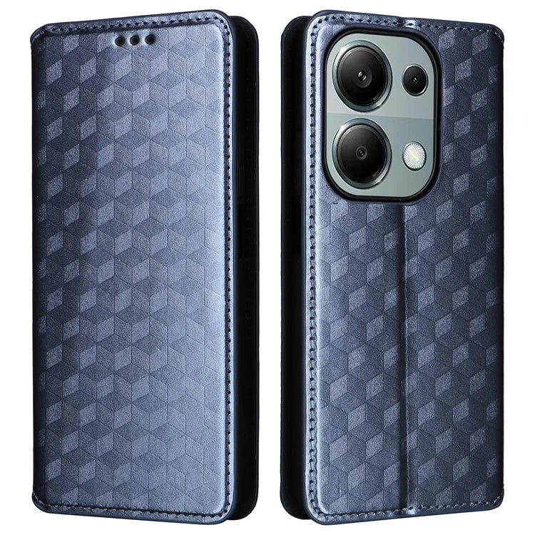 For Xiaomi Redmi Note 13 Pro 4G / Poco M6 Pro 4G Case Rhombus Imprinted Stand View Phone Cover