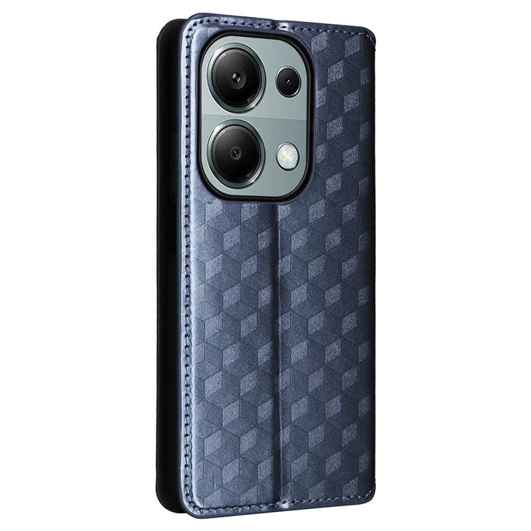 For Xiaomi Redmi Note 13 Pro 4G / Poco M6 Pro 4G Case Rhombus Imprinted Stand View Phone Cover