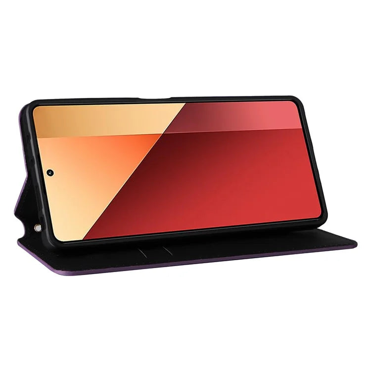 For Xiaomi Redmi Note 13 Pro 4G / Poco M6 Pro 4G Case Rhombus Imprinted Stand View Phone Cover