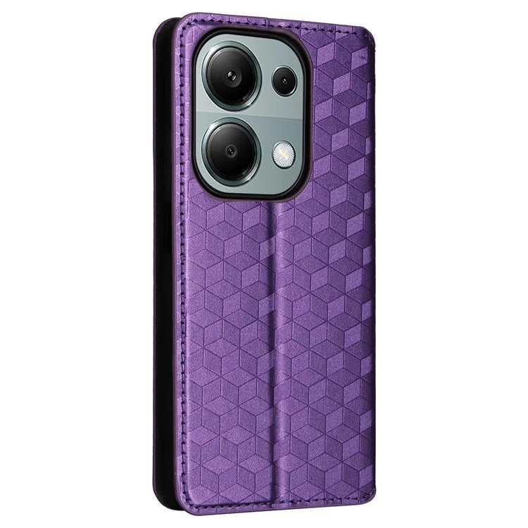 For Xiaomi Redmi Note 13 Pro 4G / Poco M6 Pro 4G Case Rhombus Imprinted Stand View Phone Cover