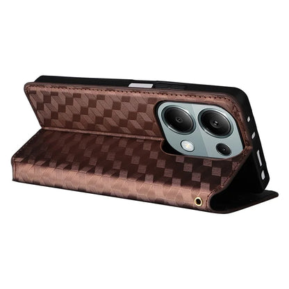 For Xiaomi Redmi Note 13 Pro 4G / Poco M6 Pro 4G Case Rhombus Imprinted Stand View Phone Cover