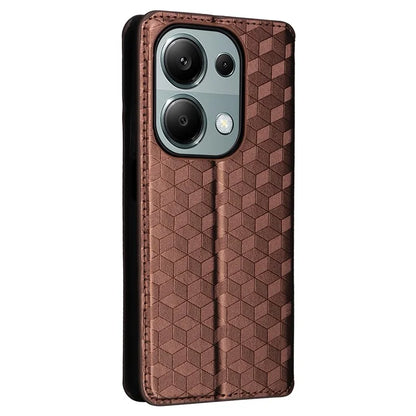 For Xiaomi Redmi Note 13 Pro 4G / Poco M6 Pro 4G Case Rhombus Imprinted Stand View Phone Cover