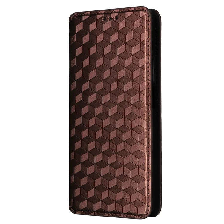 For Xiaomi Redmi Note 13 Pro 4G / Poco M6 Pro 4G Case Rhombus Imprinted Stand View Phone Cover