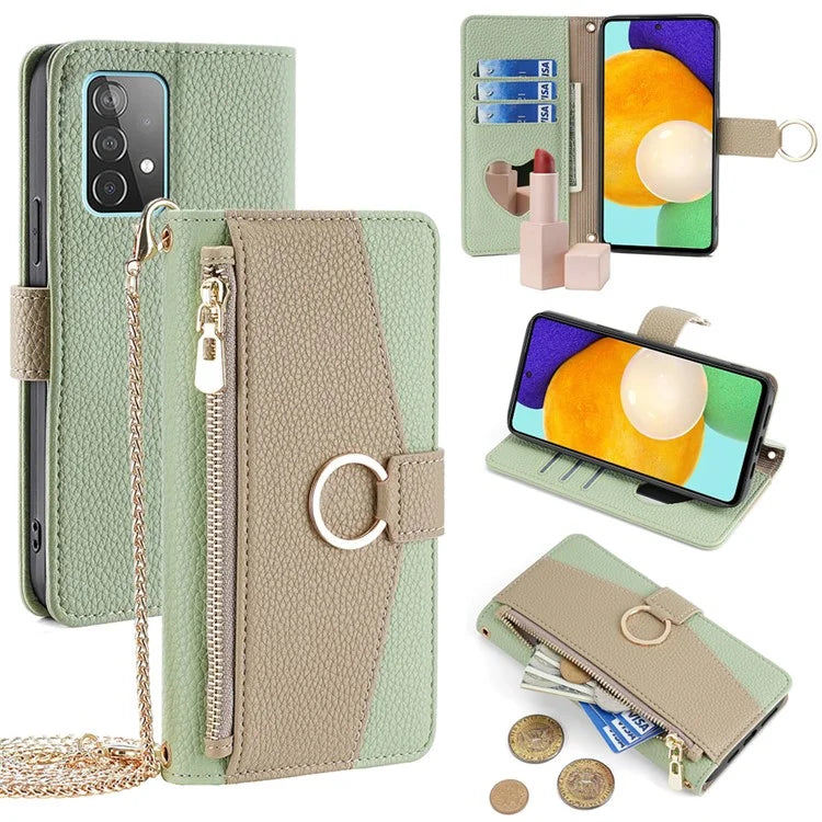 For Samsung Galaxy A52 4G / 5G / A52s 5G Crossbody Case PU Leather Zipper Phone Cover
